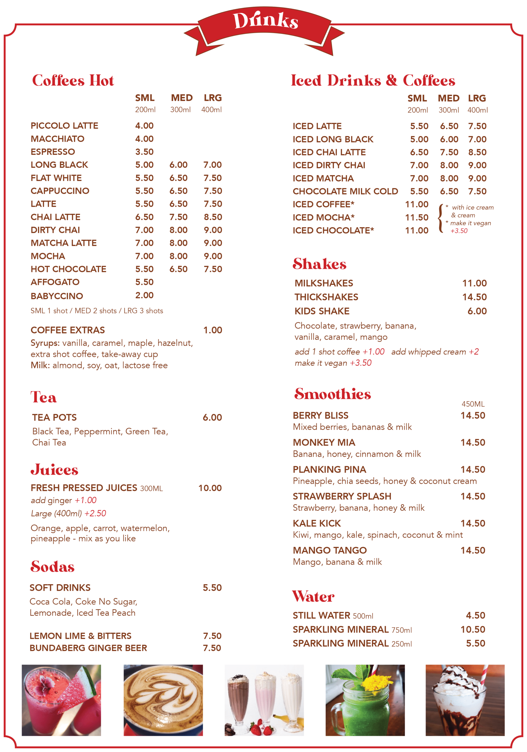 Helga's Menu - Drinks